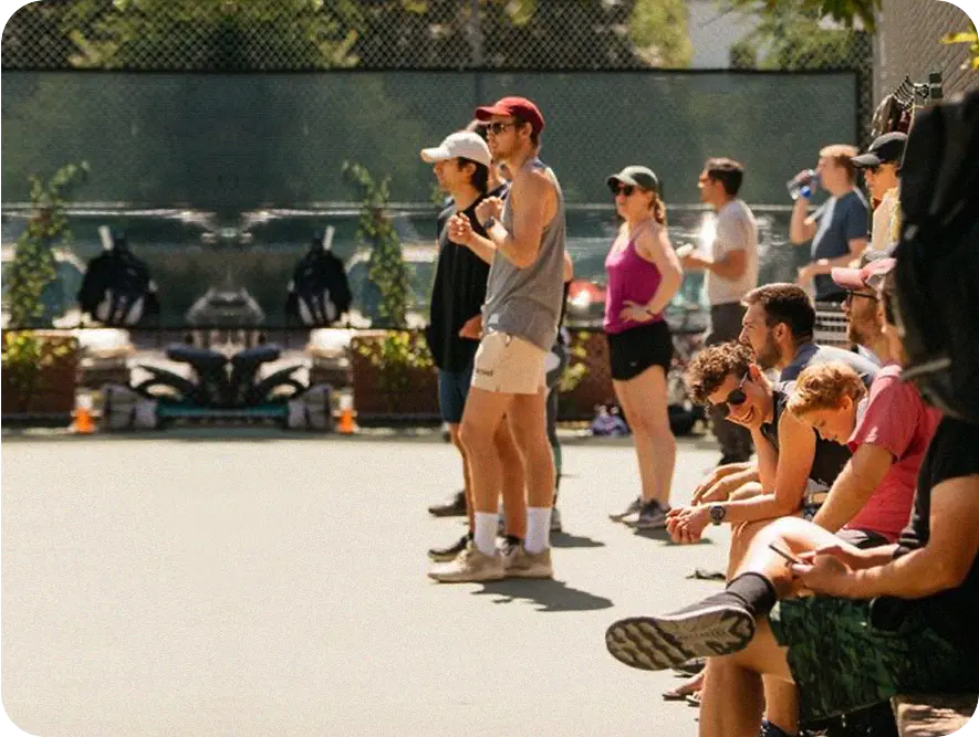 Players enjoying pickleball at the Green Lake East courts
